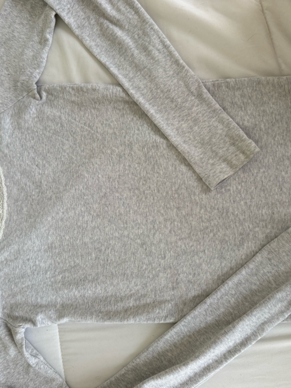 Brandy Melville Heather Gray Lace-Trim Top